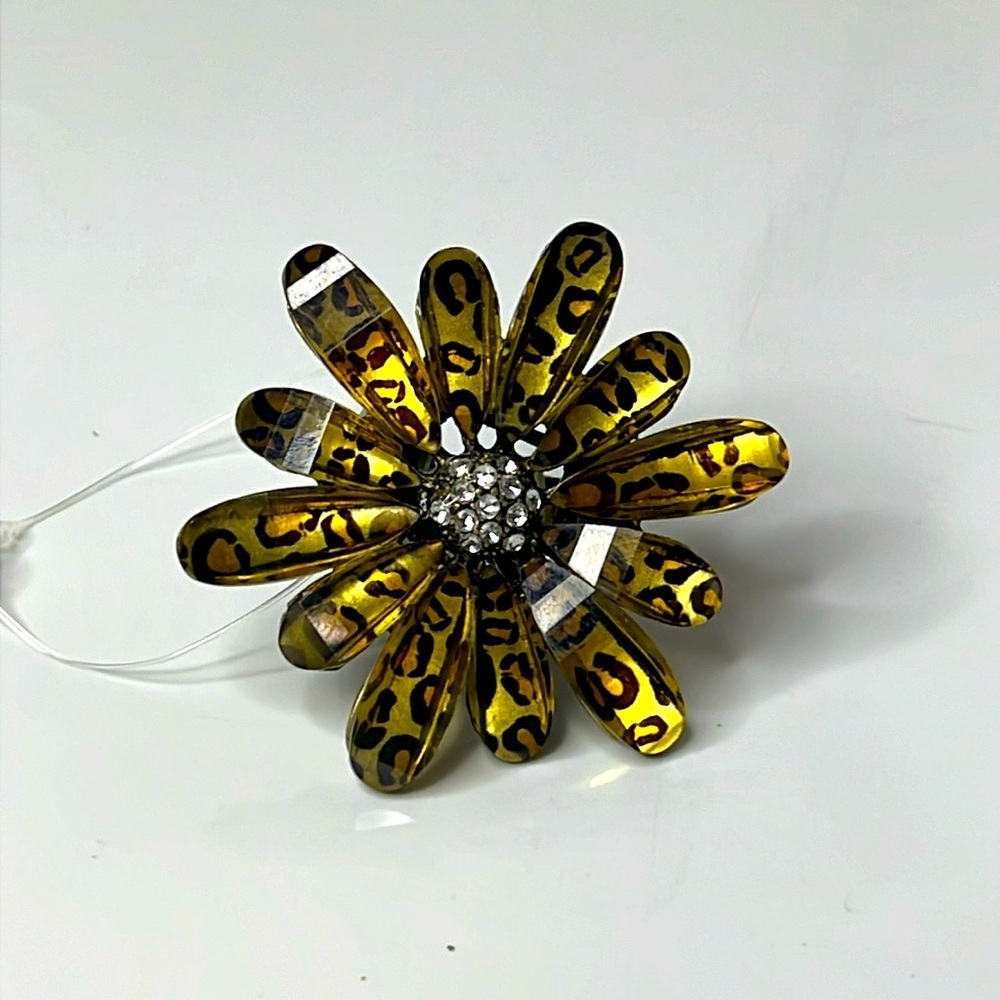 LEOPARD&CRYSTAL FLOWER RING